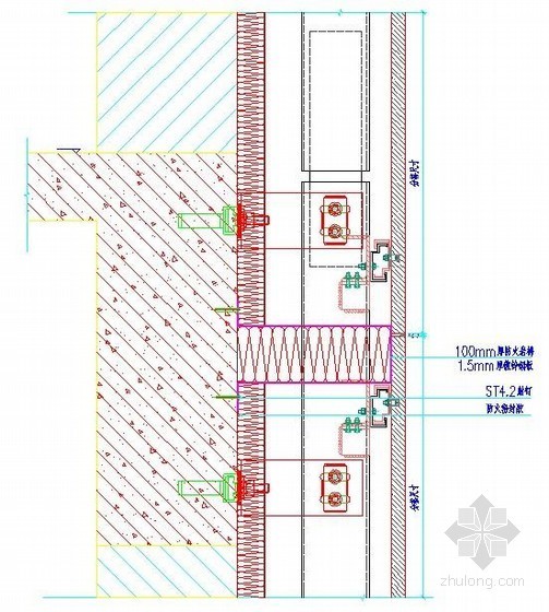 石材幕墙窗口节点资料下载-背栓式石材幕墙防火节点详图