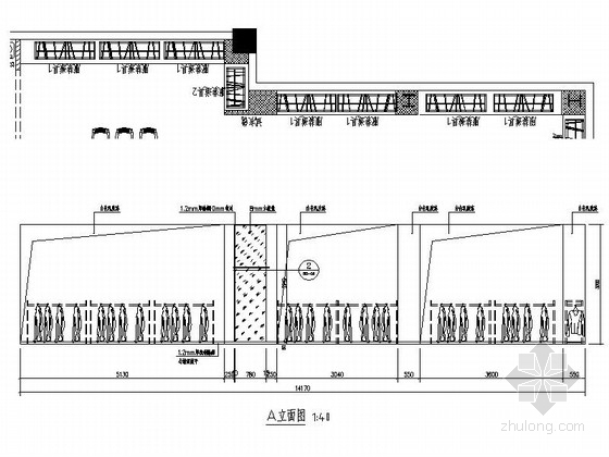 [北京]商业中心现代高档羽绒服旗舰店装修施工图（含效果）立面图 