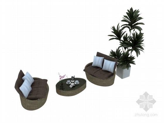 su模型休闲沙发资料下载-休闲沙发茶几3D模型下载