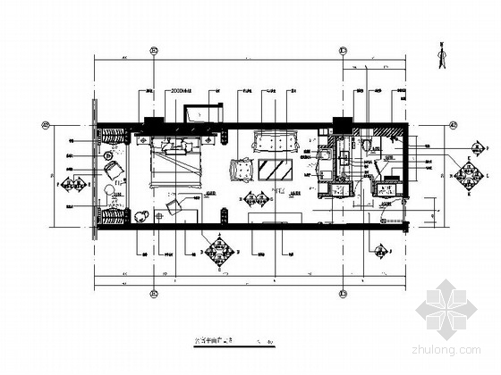 一居室欧式资料下载-[原创]豪华欧式酒店型公寓样板间装修设计CAD施工图（含效果图）