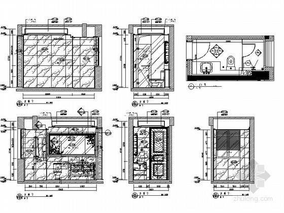 室内CAD欧式床立面图块资料下载-时尚客卫生间装修立面图