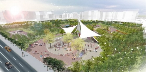 [内蒙古]现代创意公园景观设计方案-现代创意公园鸟瞰图 