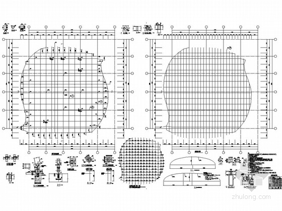 平屋顶办公楼建筑施工图资料下载-[浙江]地上二层钢网壳屋盖结构办公楼结构施工图（2015年06月出图）