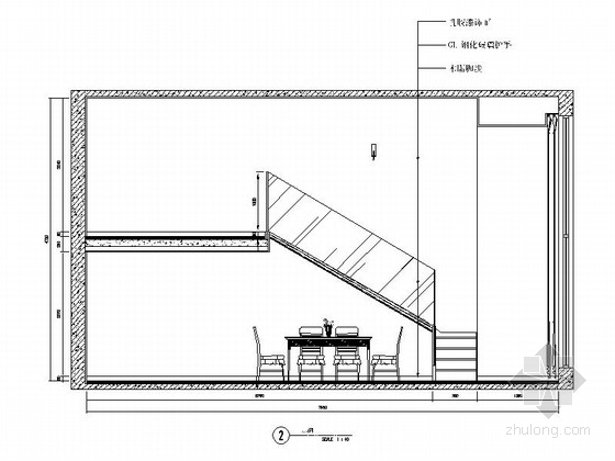 [上海]loft风格108平公寓室内装修施工图餐厅立面图 