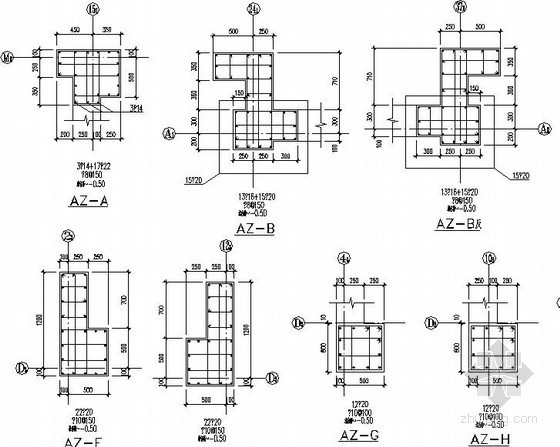 广场地面构造做法资料下载-广场地下结构墙柱节点构造详图
