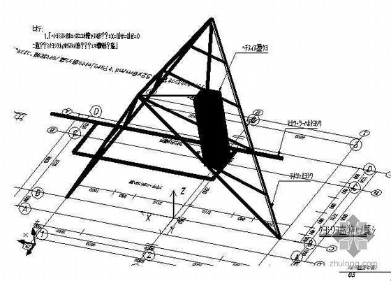 钢结构装饰门头资料下载-09年[武汉]某展览馆金字塔门头钢结构外装饰工程建筑施工图