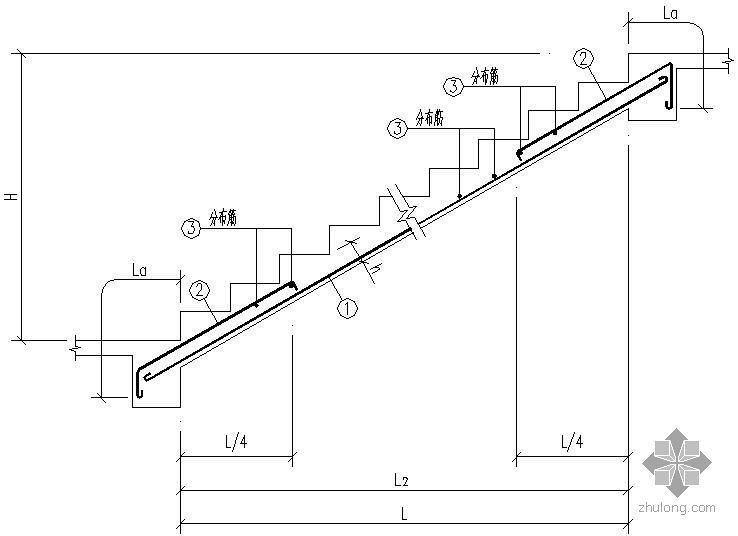 实木楼梯钢梯扶手踏板包板资料下载-某A型板式楼梯梯板节点构造详图