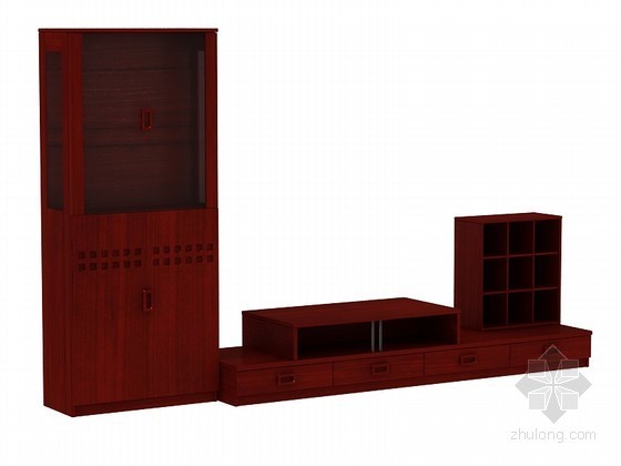 电视组合柜家具资料下载-中式组合柜3D模型下载