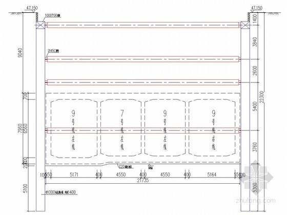 [北京]地铁明挖区间基坑结构模板施工方案（碗口式满堂红脚手架）-基坑围护结构横剖图 