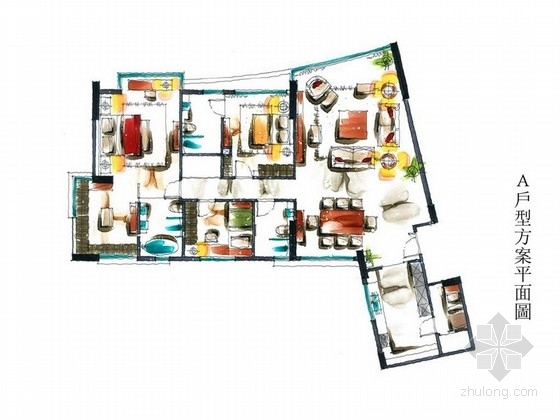 餐厅设计图jpg资料下载-[香港]花园小区双户型样板间室内设计图