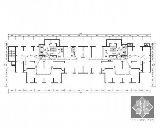 [河北]18层住宅楼强弱电施工图（两住宅单元）-地下一层弱电平面图