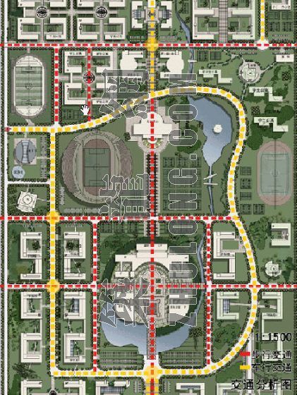 优秀大学校园总体规划案例资料下载-某市大学校园规划-套图