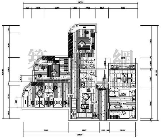 家装住宅装修三室两厅案例资料下载-家装图纸（三室两厅两卫）