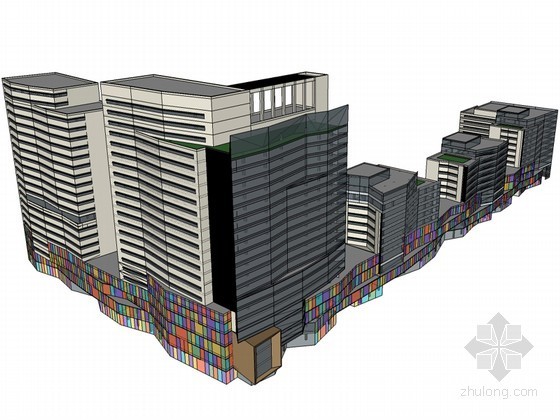 卡萨布兰卡住宅综合体资料下载-综合体建筑SketchUp模型下载