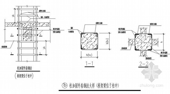 柱外包（粘）钢加固表示方法说明- 