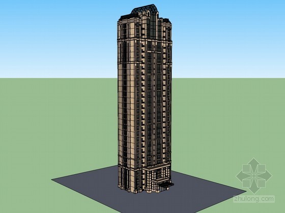 高层建筑模型免费下载资料下载-法式高层建筑SketchUp模型