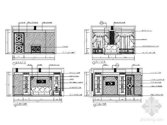 茶楼包间吊顶设计图资料下载-酒楼包间立面设计图Ⅱ