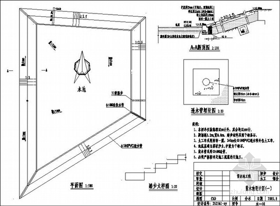 混凝土蓄水池施工图资料下载-梯型平面蓄水池结构施工图