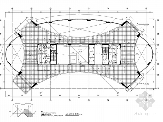 [广东]知名企业51层超高层办公楼建筑施工图-办公楼五十层平面图