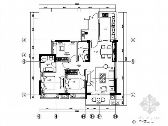 永州三室两厅装修样板间资料下载-精致时尚三室二厅样板房室内装修施工图（含效果）
