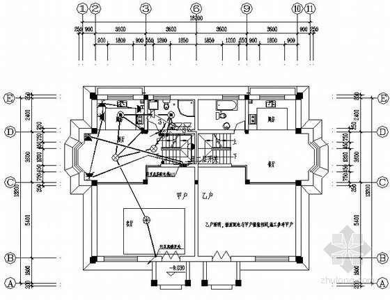 三层别墅CAD整套图纸资料下载-某三层别墅电气图纸