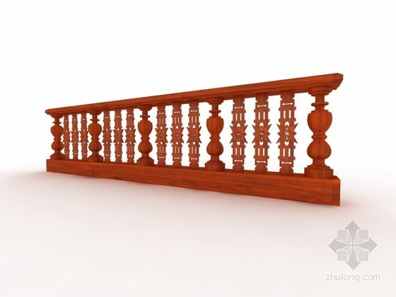 欧式栏杆草图大师模型资料下载-木制栏杆3d模型下载