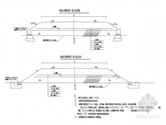 软基处治设计资料下载-公路软基浅层处治设计CAD详图（填方 挖方）
