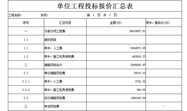 [毕业设计]某民用框架架构住宅工程造价分析（含全套工程量计算表）-单位工程投标报价表