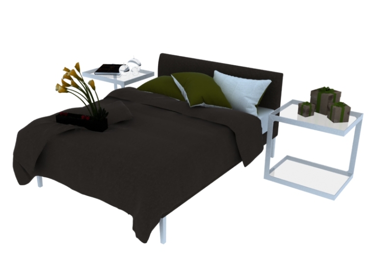 床模型2资料下载-简洁单人床3D模型下载