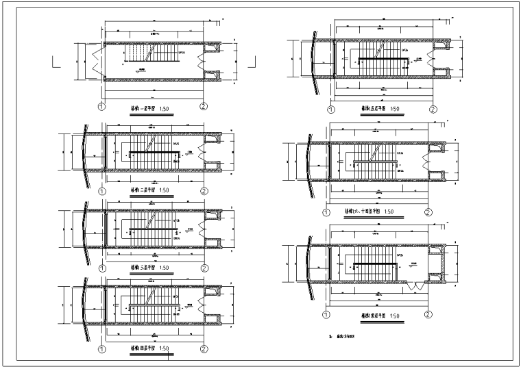 [北京]某假日广场酒店超全建筑CAD施工图-[北京]某假日广场建筑图纸楼梯大样图 