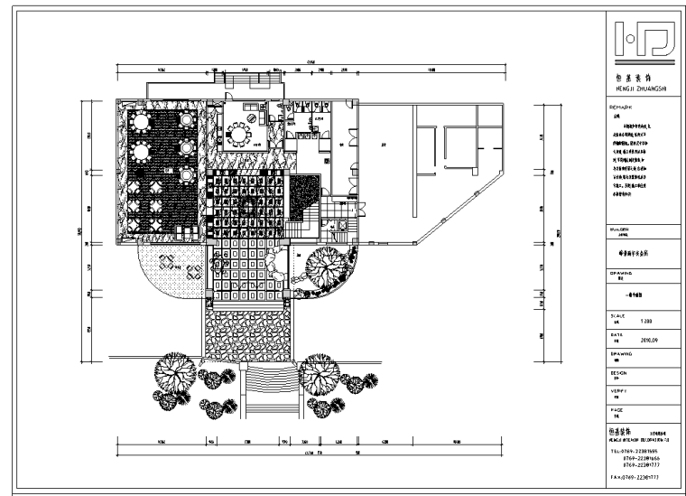 东莞峰景高尔夫会所装饰施工图及效果图（71张）-平面布置图