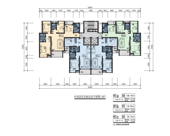 [陕西]高层新中式风格住宅建筑设计方案文本（含叠拼洋房）-高层新中式风格住宅建筑平面图