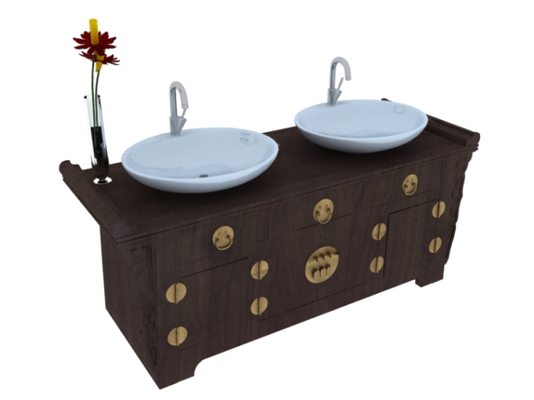 卫生间洗手盆柜资料下载-古典洗手盆柜3D模型下载