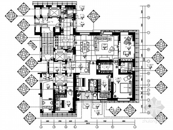 福州装修方案资料下载-[福州]市中心高档现代四室两厅装修图（含方案）