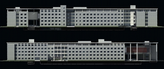 [北京]知名大学新校区教学楼建筑设计方案文本-知名大学新校区教学楼建筑设计立面图