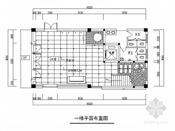 一层办公室建筑结构图资料下载-[福州]时尚现代办公室装修施工图（含效果）