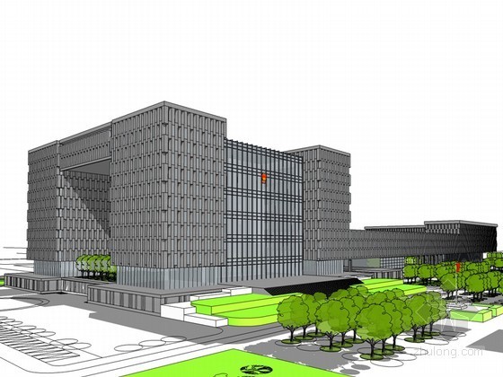 政府办公建筑SketchUp模型下载-政府办公建筑 