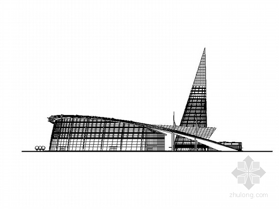 超高层办公平面图效果图资料下载-[浙江]锥形体量曲线型会展中心及办公楼建筑施工图（含效果图）