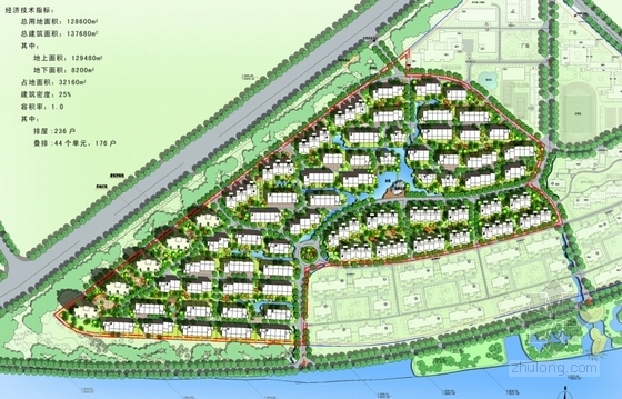 [浙江]江南高档住宅区规划设计方案文本-江南高档住宅区规划设计总平面图