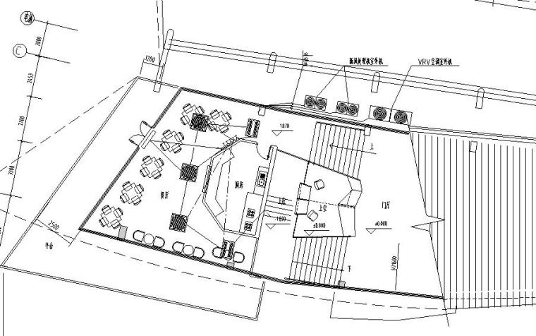 高尔夫练习场电气全套施工图-餐厅空调电力平面图