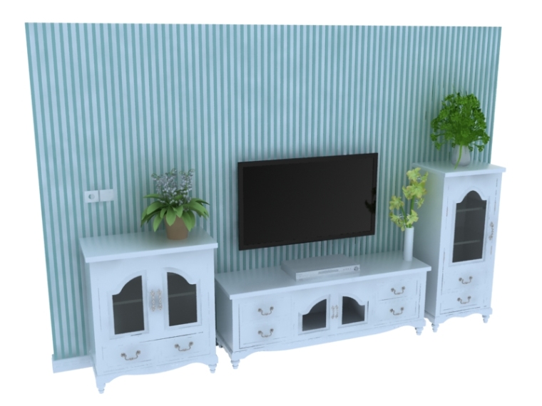 cad电视柜家具资料下载-美式电视柜3D模型下载