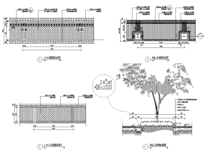 [陕西]新中式城市生态休闲广场景观设计全套施工图（附PDF施工图+部分效果图）-铺装标准段设计详图