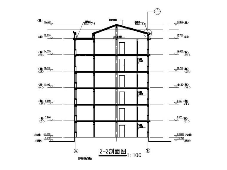 [宁夏]五层砖混结构安置房建筑施工图-五层砖混结构安置房建筑剖面图