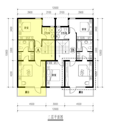 [四川]四层联排及叠拼式别墅建筑户型图-四层联排及叠拼式别墅建筑户型图