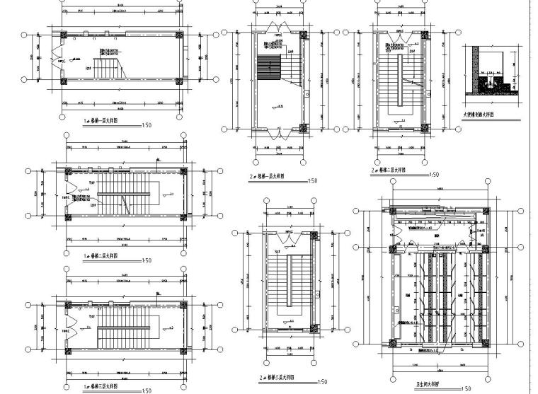 [宁夏]三层框架小学施工图（教学楼、食堂、综合楼等全栋楼图纸）-三层框架结构小学建筑详图