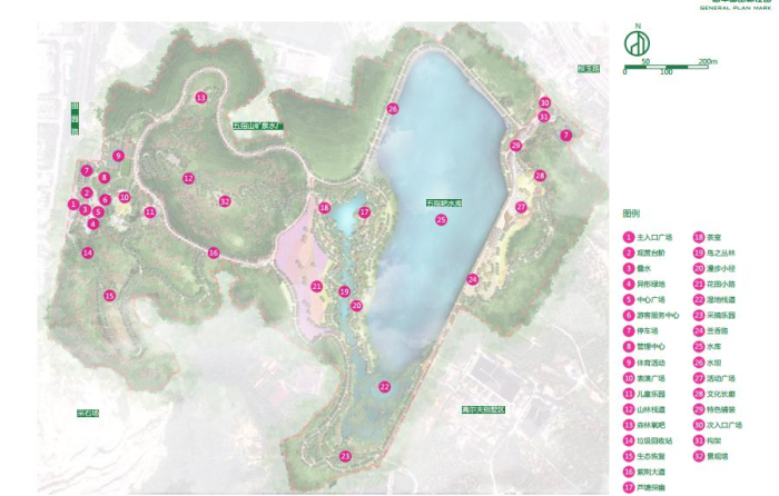 [深圳]山林湿地生态恢复综合公园景观规划设计方案-景观总平面图