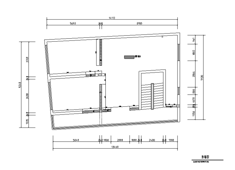 [福建]现代简约三居室套房住宅设计施工图（附效果图）-拆墙图