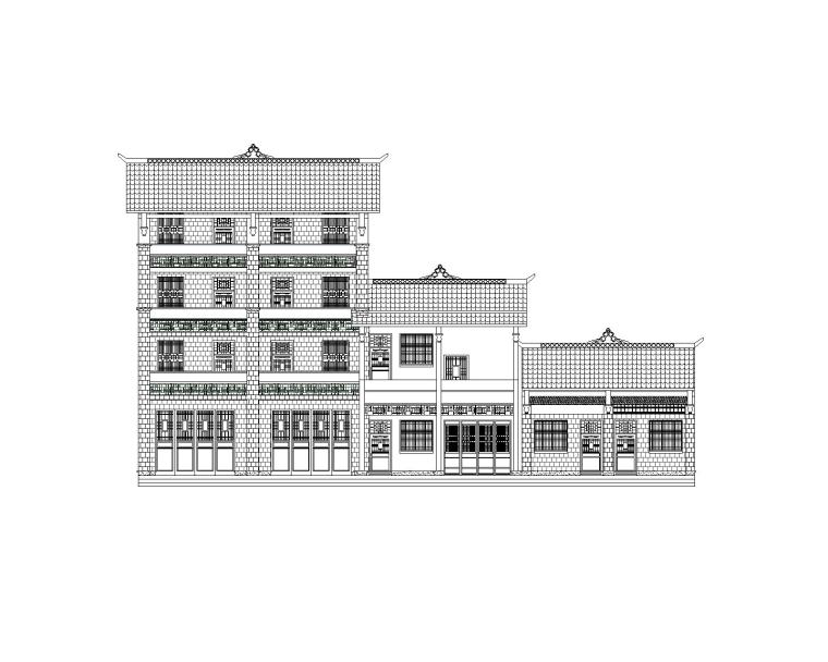 小区建筑立面cad资料下载-土家风貌建筑沿街立面（CAD）