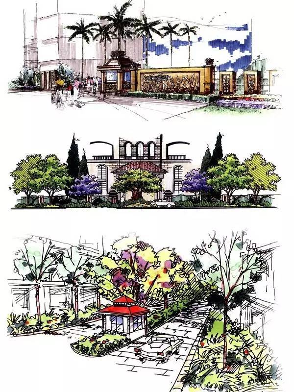 送你哒~100款入口景观设计平面图！！_35