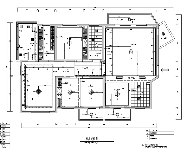 现代中式极简风三居室住宅空间设计施工图（附效果图）-灯具定位图